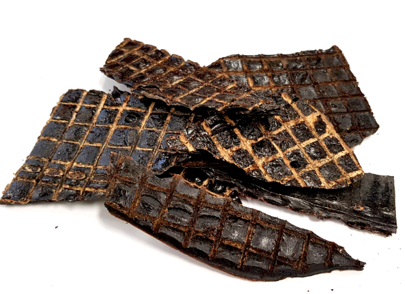 Bark Road Beef Liver dog treats showing the size and texture of the pieces