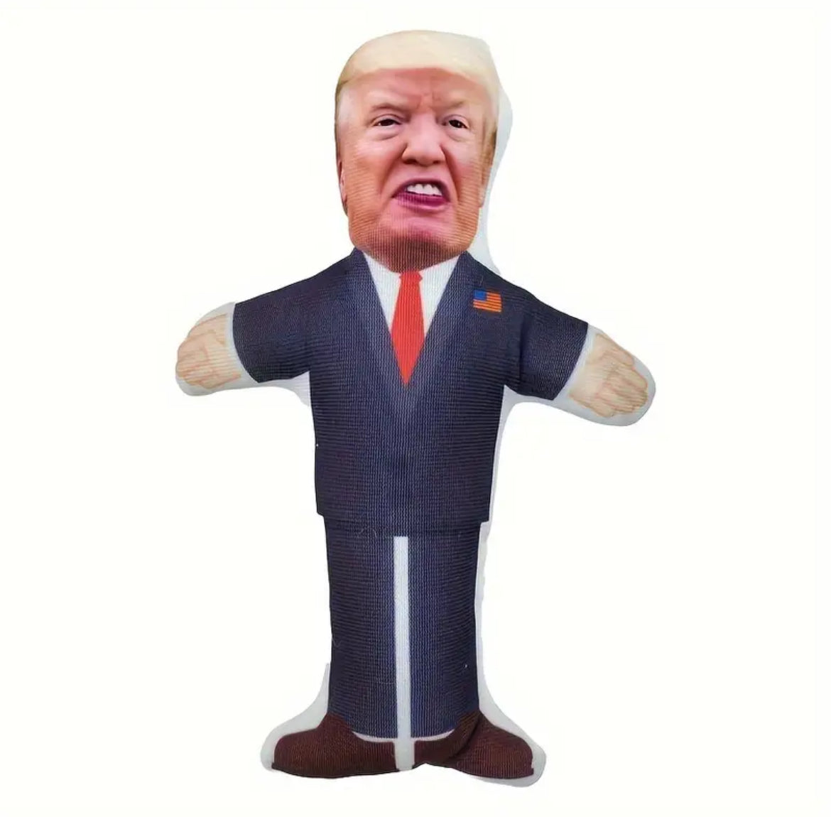 Dog playing with the Bark Road Donald Chomp novelty dog toy
