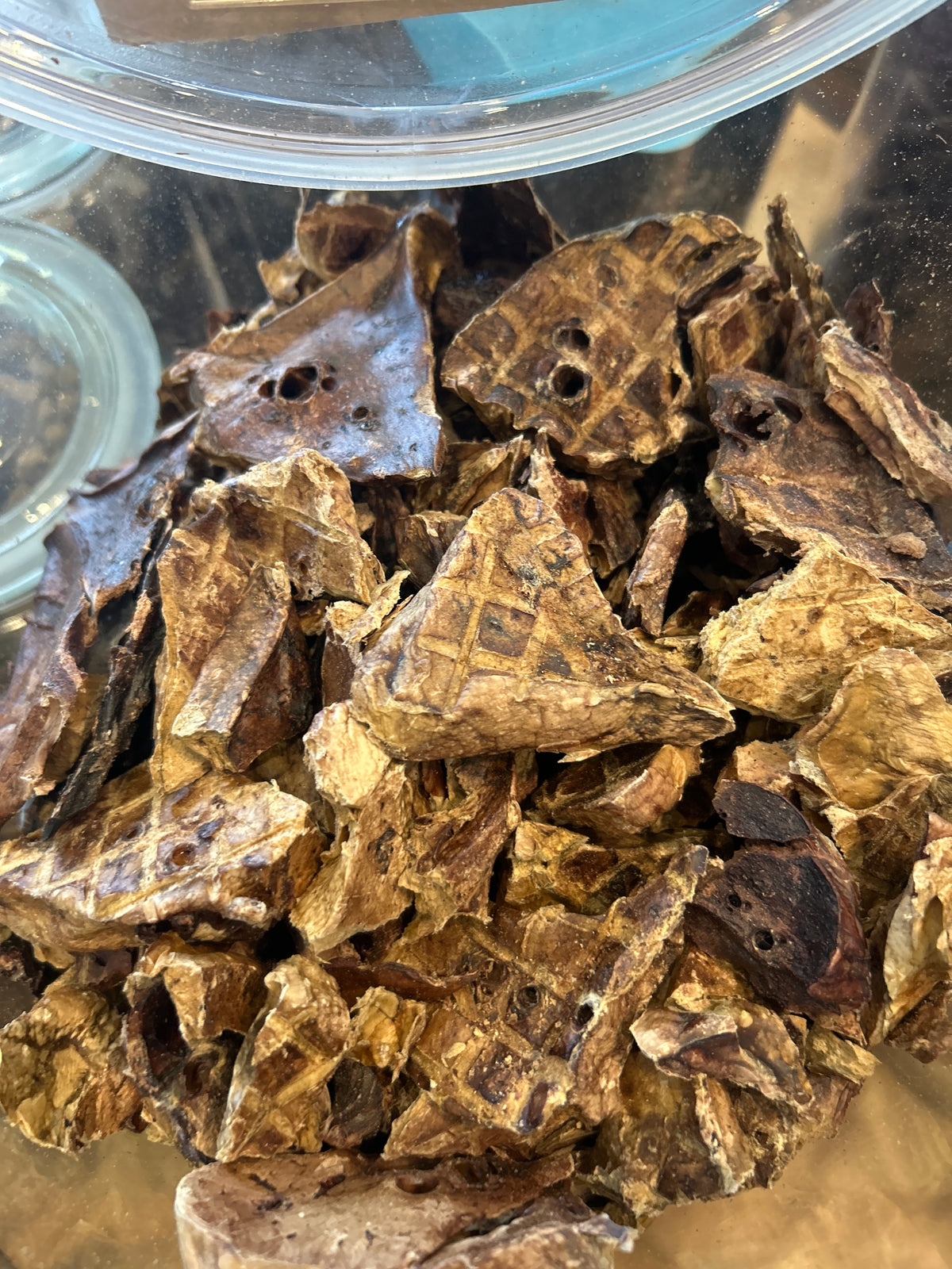 Bark Road Lamb Lung dog treats showing the size and texture of the pieces